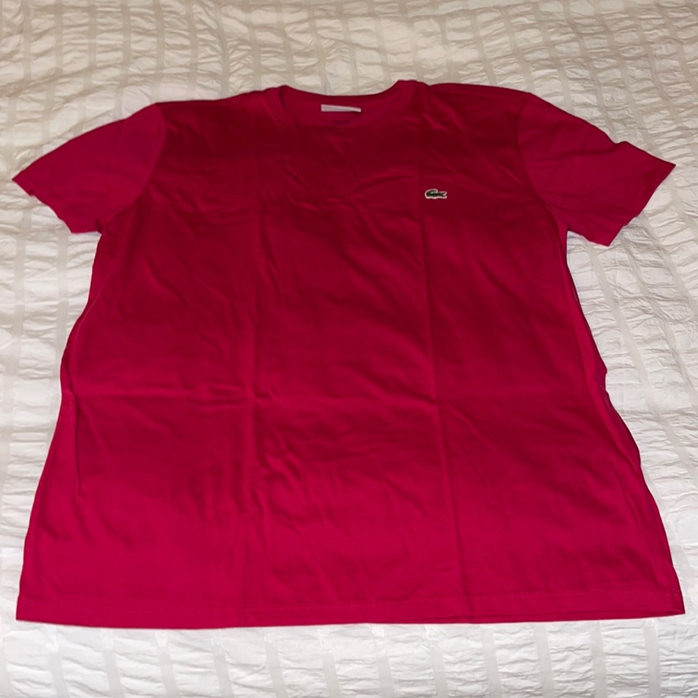 Hot Pink Lacoste T-Shirt Regular Fit - Large Ft Embroidered Lacoste Gator